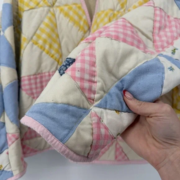 Patchwork Quilted Jacket - Pink, Yellow, Blue - Picture 5 of 8